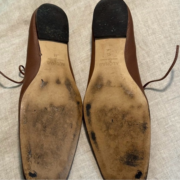 Alohas Brown Leather Ballet Shoes - Picture 2 of 5